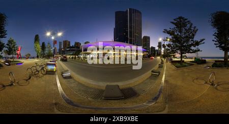 360 degree panoramic view of 360° panorama of Soul Boardwalk on The Esplanade Surfers Paradise Gold Coast Queensland Australia