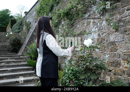 Visitor in the gardens of Chartwell, home of Sir Winston Churchill in Kent, in Spring Stock Photo