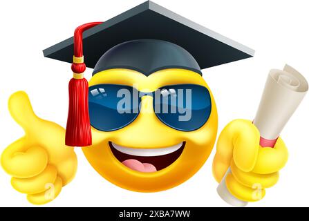 Emoji Graduate College Sunglasses Cartoon Emoticon Stock Vector