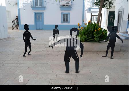 Portugal, Olhao, Algarve  May 2024. Sculpture, art;children Stock Photo