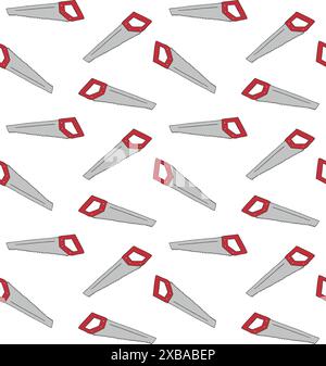 Vector seamless pattern of hand drawn doodle sketch colored saw isolated on white background Stock Vector