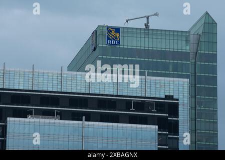 Toronto, ON, Canada – August 23, 2023: The logo and brand sign of the Royal Bank of Canada Stock Photo