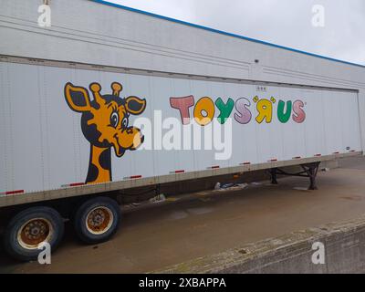 Toronto, ON, Canada – February 24, 2024: View at the Toys R Us store sign in Toronto Stock Photo