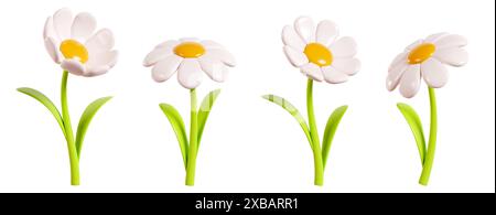 Daisy Plastic Flower Cartoon Icon 3d Render Illustration Stock Photo 