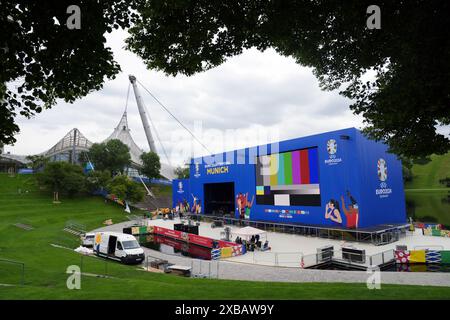 A general view of the Fanzone at Olympiapark, Munich.Germany will face Scotland in the Euro 2024 opener on Friday. Picture date: Tuesday June 11, 2024. Stock Photo