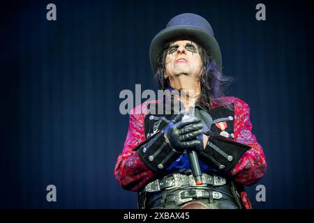 Solvesborg, Sweden. 08th, June 2024. The American singer Alice Cooper performs a live concert during the Swedish music festival Sweden Rock Festival 2024 in Solvesborg. (Photo credit: Gonzales Photo - Terje Dokken). Stock Photo