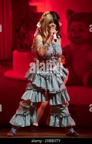 melanie martinez red dress American singer and songwriter, Melanie Martinez, performs at a sold out  show at the Scotiabank Arena in Toronto Stock Photo