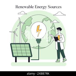 Wind Turbine Vector Illustration Featuring a Sustainable and Renewable ...