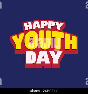 Happy Youth Day Colorful typography template design. Trendy and modern text effect to celebrate international Youth Day on 12 August. Youth day banner Stock Vector