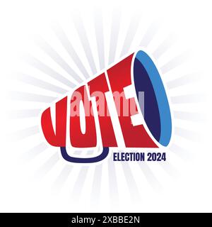 Vote creative concept on a megaphone icon. American Presidential Election 2024 poster, banners, template design. Vote vector typography logo Stock Vector