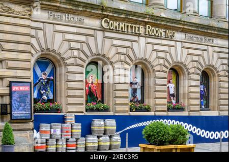 Pub decorated for the Euros 2024 Football Tournament, John Street, Glasgow, Scotland, UK, Europe Stock Photo