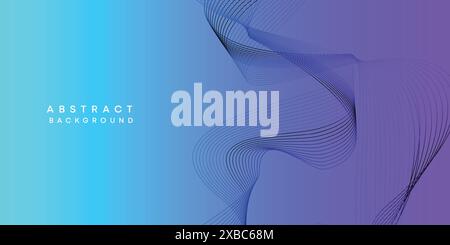 Abstract sky blue-purple digital future technology geometric flowing line background. Pink-blue gradient smooth wave lines web banner background Stock Vector