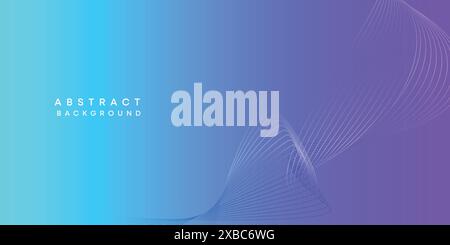 Abstract sky blue-purple digital future technology geometric flowing line background. Pink-blue gradient smooth wave lines web banner background Stock Vector