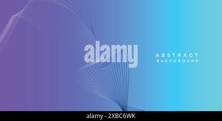 Abstract sky blue-purple digital future technology geometric flowing line background. Pink-blue gradient smooth wave lines web banner background Stock Vector