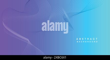 Abstract sky blue-purple digital future technology geometric flowing line background. Pink-blue gradient smooth wave lines web banner background Stock Vector
