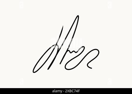 Fake hand drawn autograph. Handwritten signature for sign papers and documents. Vector illustration Stock Vector