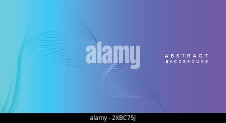 Abstract sky blue-purple digital future technology geometric flowing line background. Pink-blue gradient smooth wave lines web banner background Stock Vector