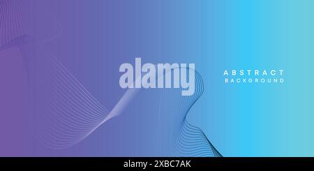 Abstract sky blue-purple digital future technology geometric flowing line background. Pink-blue gradient smooth wave lines web banner background Stock Vector