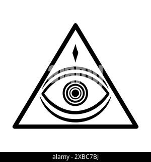 Triangle Eye logo or modern line icon. Vector line art and icon design with bold outline. Black and white Pixel Perfect minimalistic symbol isolate wh Stock Vector