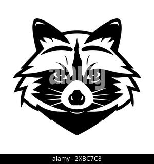 Raccoon Bandit logo or modern line icon. Vector line art and icon design with bold outline. Black and white Pixel Perfect minimalistic symbol isolate Stock Vector