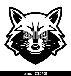 Raccoon Bandit logo or modern line icon. Vector line art and icon design with bold outline. Black and white Pixel Perfect minimalistic symbol isolate Stock Vector