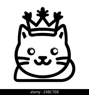 Royal Pets logo or modern line icon. Vector line art and icon design with bold outline. Black and white Pixel Perfect minimalistic symbol isolate whit Stock Vector