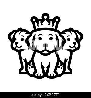 Royal Pets logo or modern line icon. Vector line art and icon design with bold outline. Black and white Pixel Perfect minimalistic symbol isolate whit Stock Vector