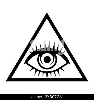 Triangle Eye logo or modern line icon. Vector line art and icon design with bold outline. Black and white Pixel Perfect minimalistic symbol isolate wh Stock Vector