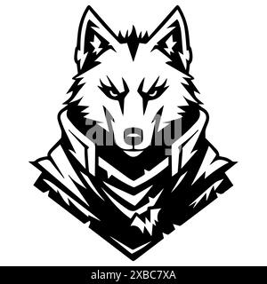 Wolf Knight logo or modern line icon. Vector line art and icon design with bold outline. Black and white Pixel Perfect minimalistic symbol isolate whi Stock Vector