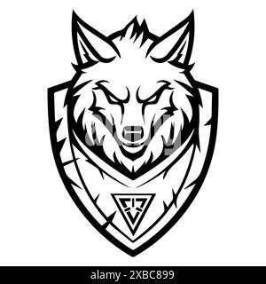 Wolf Knight logo or modern line icon. Vector line art and icon design with bold outline. Black and white Pixel Perfect minimalistic symbol isolate whi Stock Vector