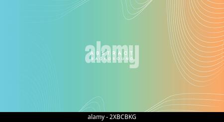 Abstract orange-sky blue digital future technology geometric flowing line background. Teal, Ocean red gradient smooth wave lines web banner background Stock Vector