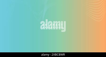 Abstract orange-sky blue digital future technology geometric flowing line background. Teal, Ocean red gradient smooth wave lines web banner background Stock Vector