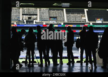 Frankfurt, Germany, June 11th 2024 FRANKFURT, GERMANY - JUNE 11: Media attend the UEFA Euro 2024 European Football Championship Stadium Open Media Day at 'Frankfurt Arena' in Frankfurt am Main, Germany. The UEFA Euro 2024 Football Championship is scheduled to run from June 14 to July 14, 2024 (Photo by Dan O' Connor/ATPImages) Dan O' Connor (Dan O' Connor / ATP Images / SPP) Stock Photo