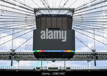 Frankfurt, Germany. 11th June, 2024. Frankfurt, Germany, June 11th 2024 FRANKFURT, GERMANY - JUNE 11: A general view shows the giant screen at Deutsche Bank Park, one of the host stadiums that will be called 'Frankfurt Arena', taken during the UEFA Euro 2024 European Football Championship Stadium Open Media Day in Frankfurt am Main, Germany. The UEFA Euro 2024 Football Championship is scheduled to run from June 14 to July 14, 2024 (Photo by Dan O' Connor/ATPImages) Dan O' Connor (Dan O' Connor/ATP Images/SPP) Credit: SPP Sport Press Photo. /Alamy Live News Stock Photo