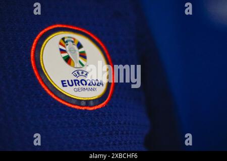 Frankfurt, Germany, June 11th 2024 FRANKFURT, GERMANY - JUNE 11: UEFA Euro 2024 Championship Logo in staff clothing at 'Frankfurt Arena', taken during the UEFA Euro 2024 European Football Championship Stadium Open Media Day in Frankfurt am Main, Germany. The UEFA Euro 2024 Football Championship is scheduled to run from June 14 to July 14, 2024 (Photo by Dan O' Connor/ATPImages) Dan O' Connor (Dan O' Connor / ATP Images / SPP) Stock Photo