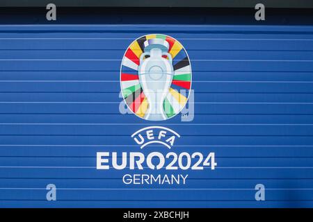 Frankfurt, Germany, June 11th 2024 FRANKFURT, GERMANY - JUNE 11: The UEFA Euro 2024 Championship Logo at 'Frankfurt Arena', taken during the UEFA Euro 2024 European Football Championship Stadium Open Media Day in Frankfurt am Main, Germany. The UEFA Euro 2024 Football Championship is scheduled to run from June 14 to July 14, 2024 (Photo by Dan O' Connor/ATPImages) Dan O' Connor (Dan O' Connor / ATP Images / SPP) Stock Photo