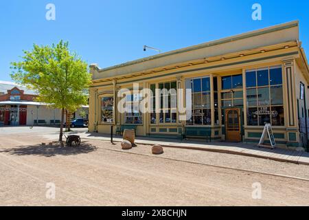 Territorial style old west storefronts along dirt street of downtown Tombstone Arizona — April 2024 Stock Photo