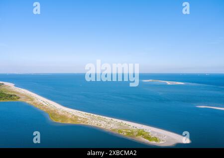 Aerial view of the beach at Pelican Peninsula in Dauphin Island, Alabama Stock Photo