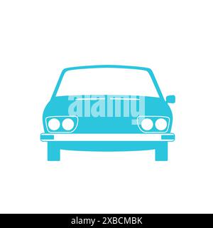 Minimalistic retro Car. Vintage car. Front view. Isolated on white background. Stock Vector