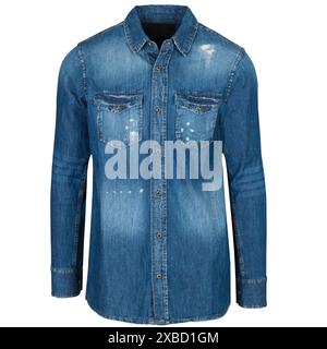 Front View of Denim Shirt Stock Photo