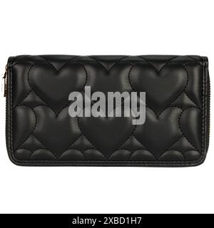 Black Wallet with Heart Pattern Stock Photo
