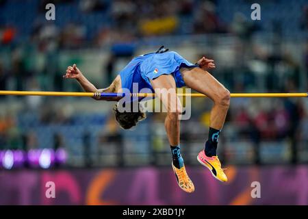 Rome, Italy. 11th June, 2024. Rome, Italy, June 11th 2024: Gianmarco Tamberi (Italy) jumping over the cross bar during the high jump event during the European Athletics Championships 2024 at Stadio Olimpico in Rome, Italy. (Daniela Porcelli/SPP) Credit: SPP Sport Press Photo. /Alamy Live News Stock Photo