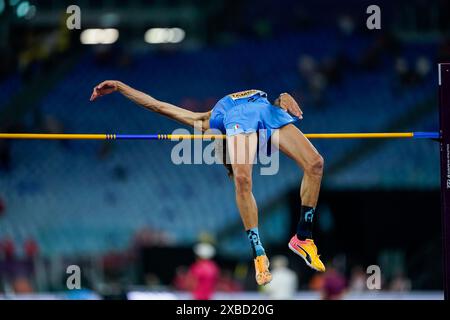 Rome, Italy. 11th June, 2024. Rome, Italy, June 11th 2024: Gianmarco Tamberi (Italy) jumping over the cross bar and setting a new championship record of 2.37m during the high jump event during the European Athletics Championships 2024 at Stadio Olimpico in Rome, Italy. (Daniela Porcelli/SPP) Credit: SPP Sport Press Photo. /Alamy Live News Stock Photo