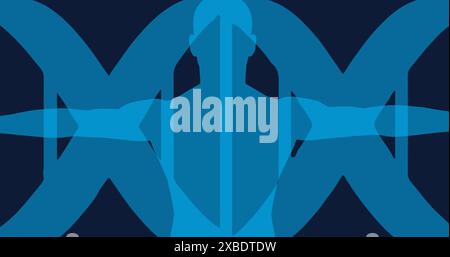 Image of blue dna strand spinning and human body Stock Photo