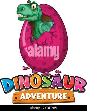 Dinosaur hatching from a colorful egg Stock Vector