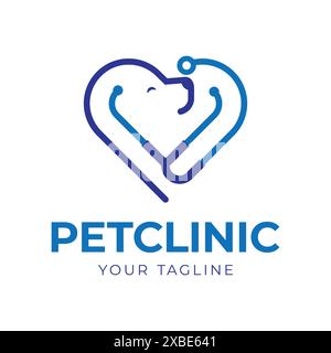 veterinary and animal hospital logo icon. pet clinic and pet care animal hospital symbol. veterinary logo design Stock Vector