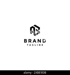 Initial Letter AB In Hexagon Shape Logo Design. Geometric Design Initials Letter A And B. Stock Vector