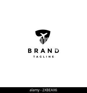 Airplane Silhouette In Triangle Icon Design. Triangle Symbol With Airplane Silhouette Inside Logo Design. Stock Vector