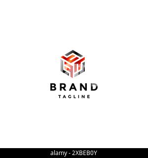 Initial Letter LF Forming Hexagon Logo Design. Three Initial Letter LF Revolving To Form A Hexagon Symbol. Stock Vector