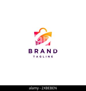 Galaxy Lines Inside Shopping Bags Logo. Initial Letter S Inside Shopping Bags Logo Design. Stock Vector